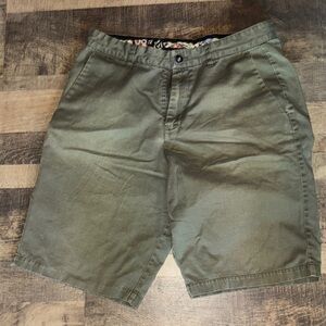 Volcom Olive Green Flat Front Shorts